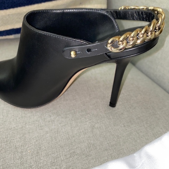 Jimmy Choo Lexx 100 Black/gold Leather heeled Mules NWT - Picture 8 of 14
